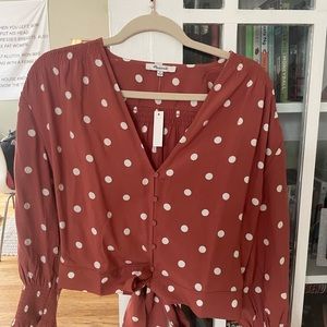 NWT sold out Madewell front tie polka dot shirt